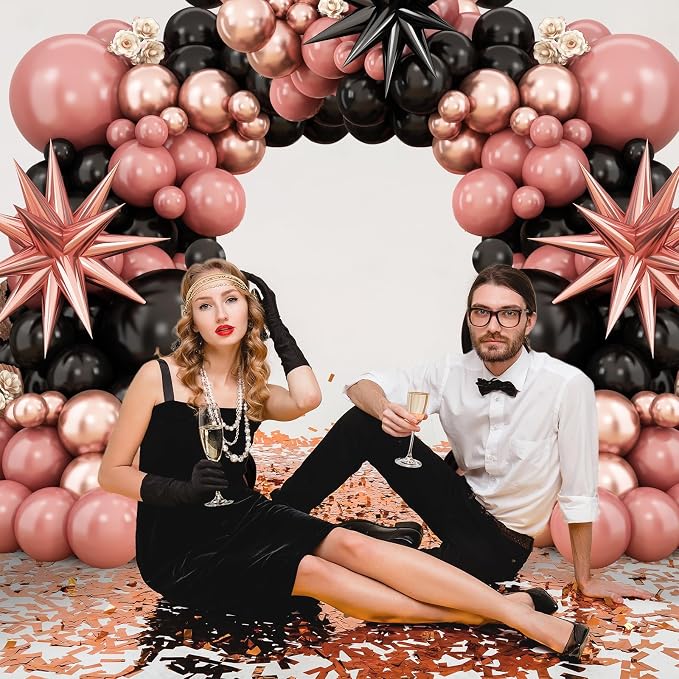 Dusty Pink and Black Balloon Arch, Blush Pink Balloon Garland - Image 7