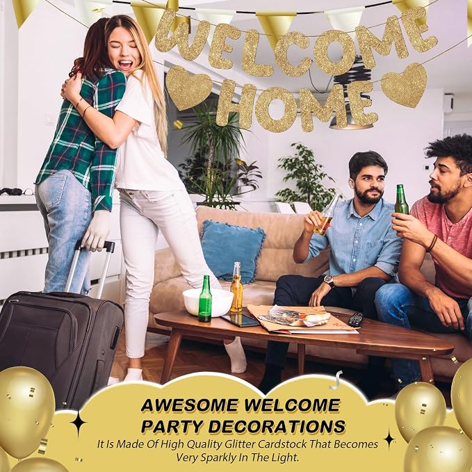 Fulmoon Pre Strung Welcome Home Banner Glitter Funny Welcome Sign - Image 5