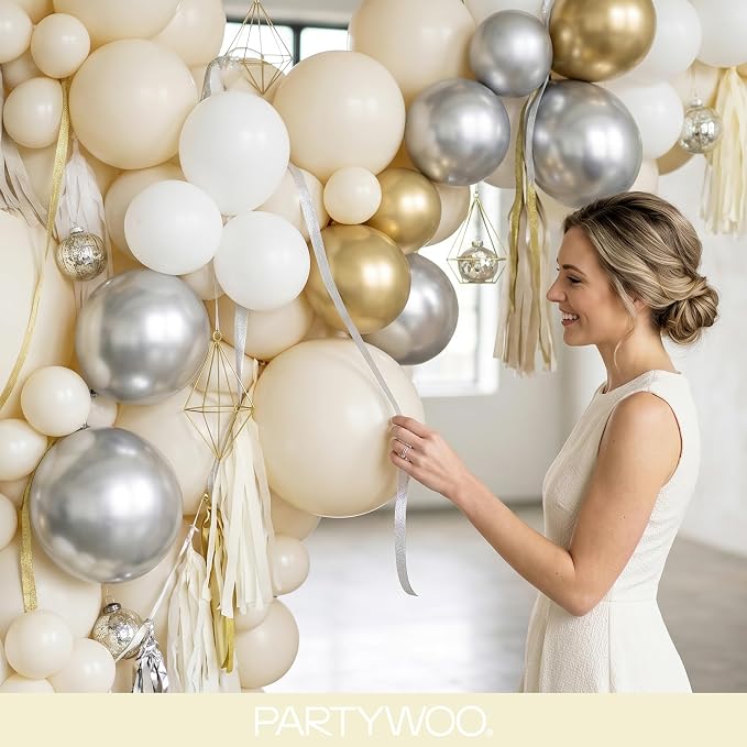 PartyWoo Beige Balloons 120pcs Cream Ivory Color 18 12 10 5 Inch | Balloons - Image 9