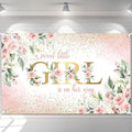 Avezano Girl Baby Shower Backdrop Pink Floral Sweet Baby Baby Shower Banner A by AVEZANO