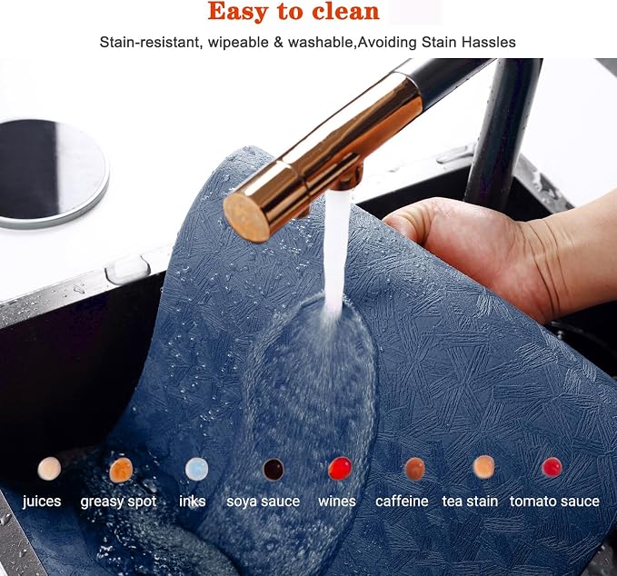 Vinyl Placemats Set of 6 Heat Resistant Easy Clean Non-Slip Place Mats - Image 4