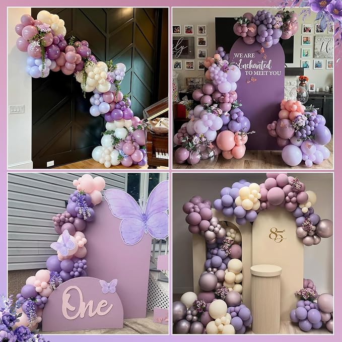 Dusty Purple Balloons Garland Arch Kit, Lilac Retro Pink Sand White Balloon - Image 7