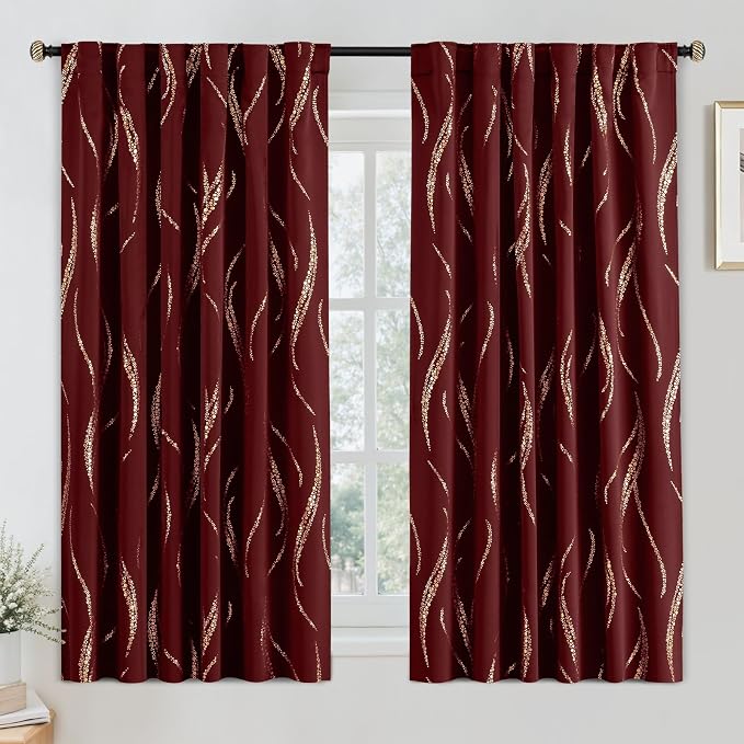 Yakamok Blackout Curtains 63 inch Length Living Room Thermal Insulated Gold by Yakamok