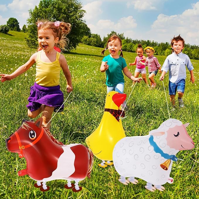 6 Pcs Walking Animal Balloons, Farm Animals Balloons, Walking Foil Mylar Balloon - Image 4