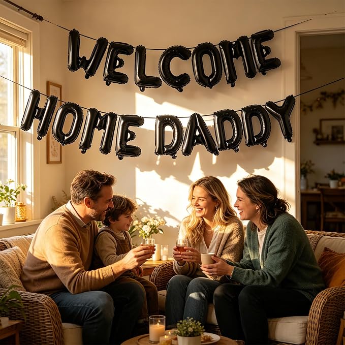 2 Set 32Pcs Black WELCOME HOME DADDY Letter Balloons 16in Balloon Foil Letter - Image 6