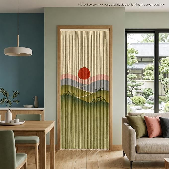 Sunset Field Beaded Bamboo Curtain - Image 8