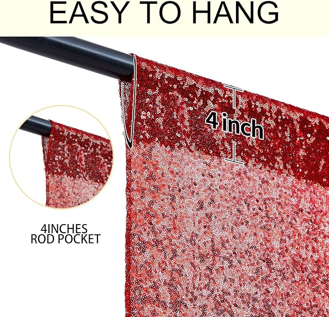 4×8FT-2PCS Burgundy Sequin Backdrop Curtains Panels, Photography Backdrop - Image 5