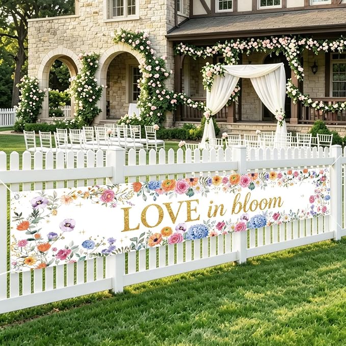 Love In Bloom Wildflower Bridal Shower Wedding Banner Decorations | Reusable by WETDNGQI