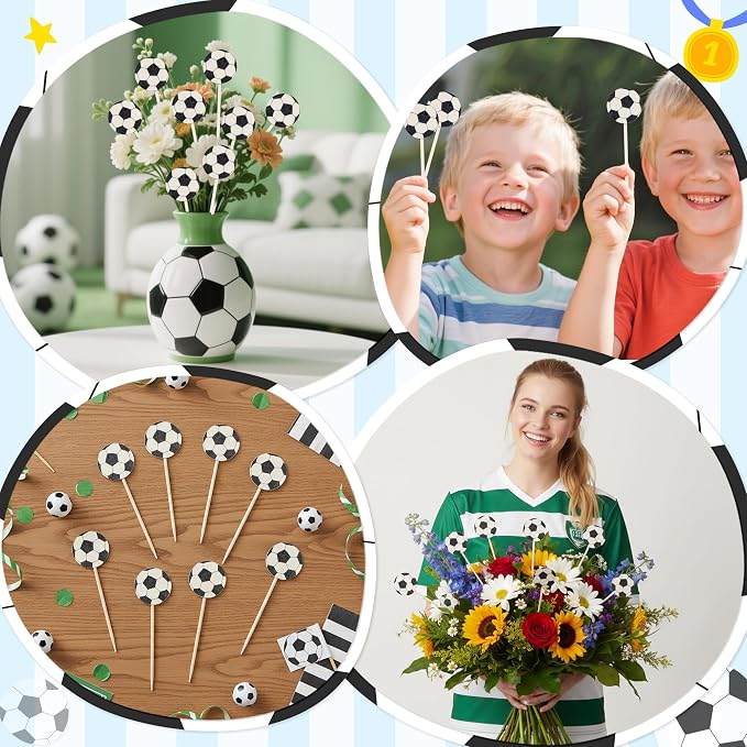 TICIAGA Soccer Wooden Floral Picks - Image 6