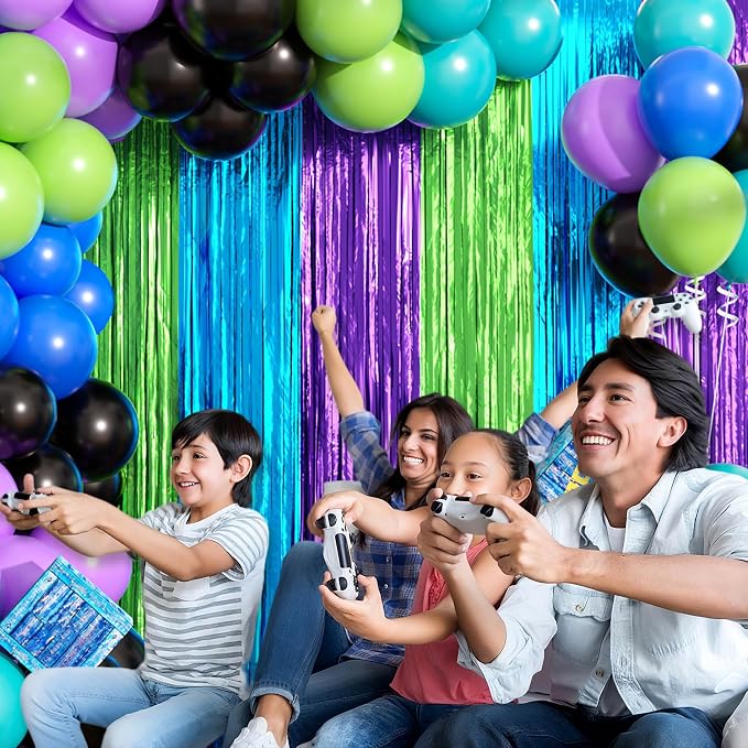 Video Game Balloon Arch Garland Kit Birthday Party Decorations | Purple Blue - Image 3