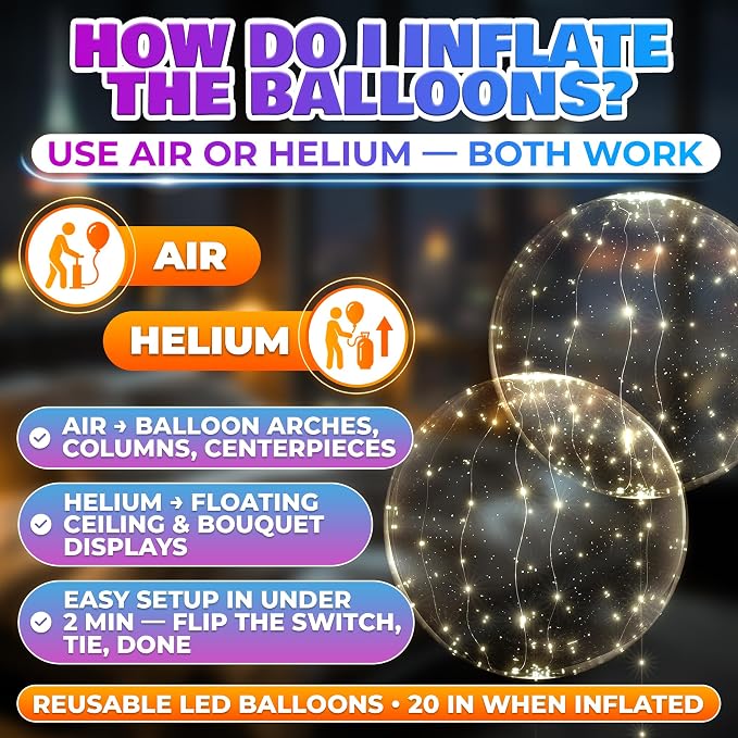 Light Up Balloons 10 Pack, 20 Inch Clear Balloons - Image 10