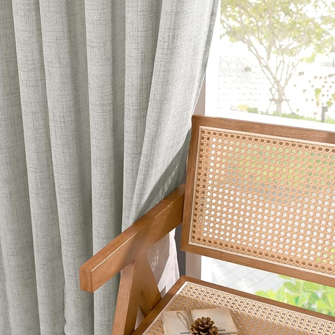 YoungsTex Light Grey Linen Curtains 54 Inch Length - Image 8