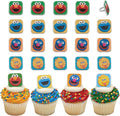 Sesame Street Rings, 24 Cupcake Toppers Featuring Elmo, Big Bird, Cookie Monster by Decopac