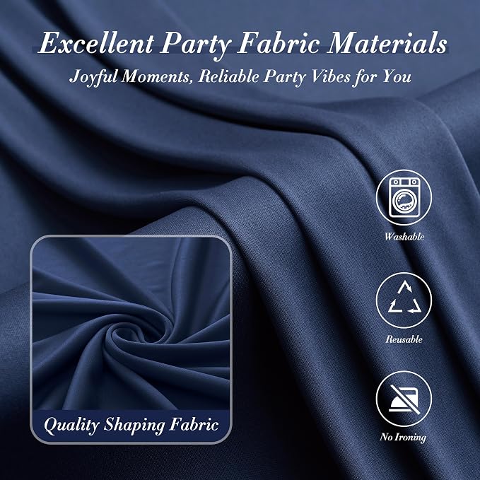 20 ft x 10 ft Wrinkle Free Navy Blue Backdrop Curtain - Image 7