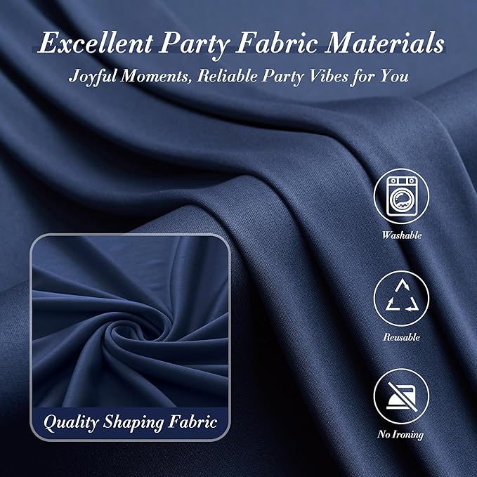 10 ft x 8 ft Wrinkle Free Navy Blue Backdrop Curtain - Image 7