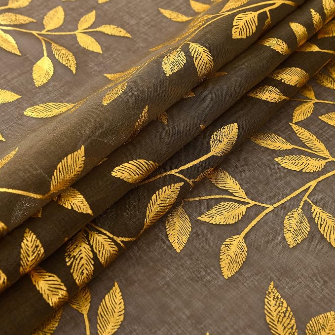 Sutuo Home Sheer Curtains 63 Inches Long 2 Panels Set, Luxury Gold Foil Print - Image 7