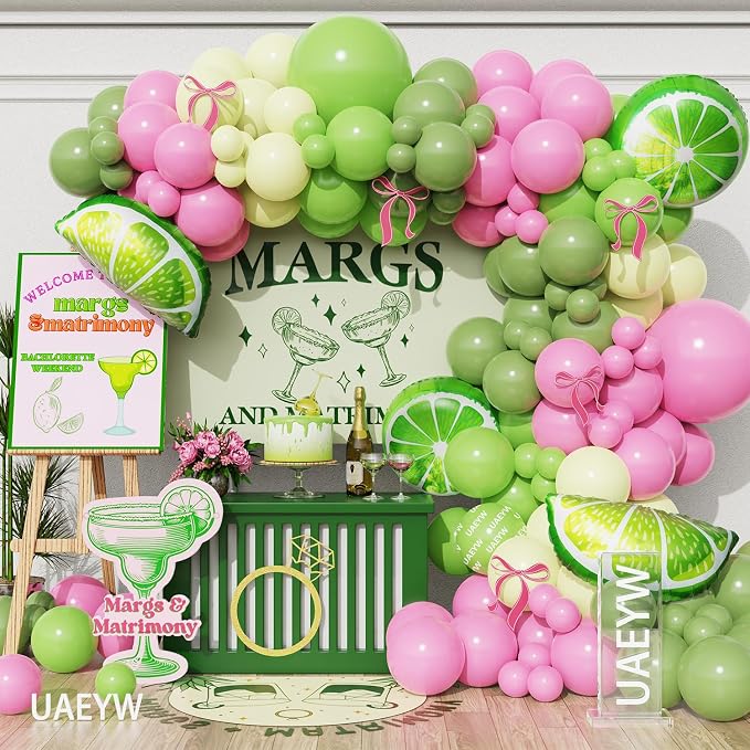 Margs And Matrimony Bachelorette Party Decor, Lime Lemon Foil Balloons by UAEYW