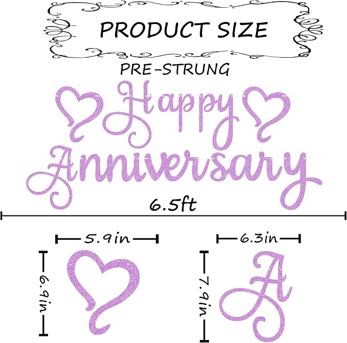 Pre-Strung Happy Anniversary Banner - Image 3