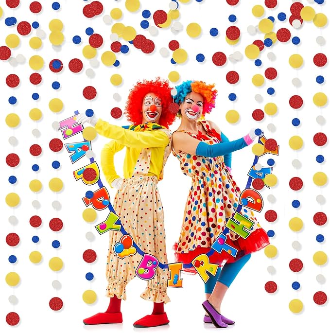 Outus 5 Pieces Colorful Circle Garland Banner Hanging Paper Dot Decorations - Image 5