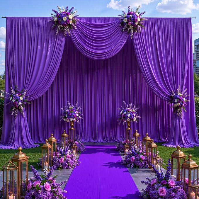 10x12 Purple Backdrop Curtains for Wedding Party Wrinkle Free Backdrops Curtain - Image 4