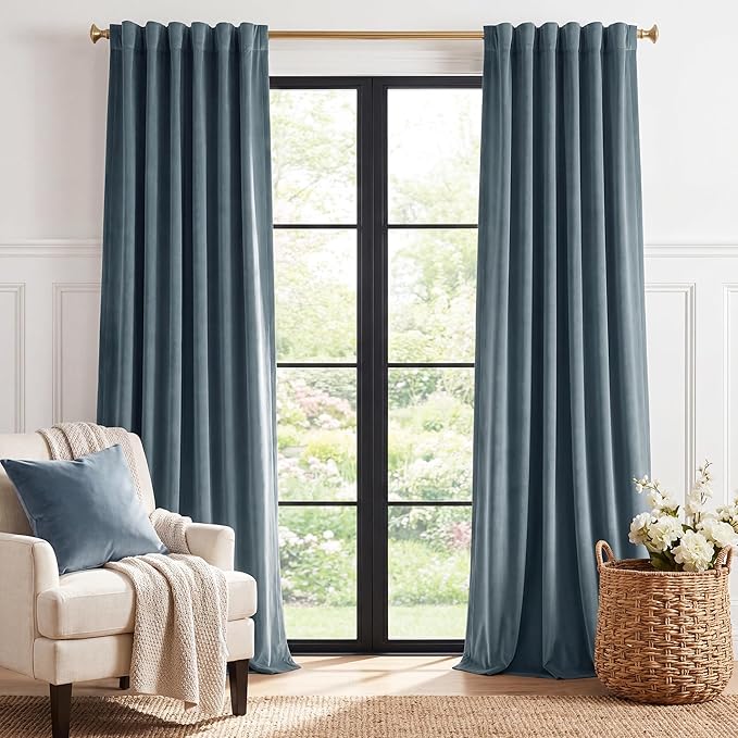 Stone Blue Velvet Drapes Back Tab by StangH