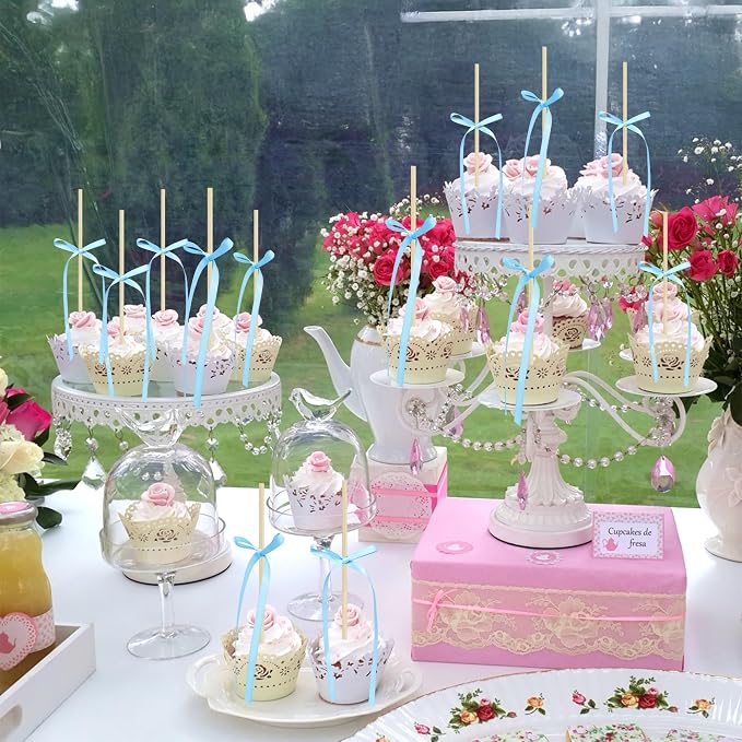 Ephlyn 30Pcs Bow Cupcake Toppers Valentine's Bowknot Ribbons Coquette Bow High - Image 6