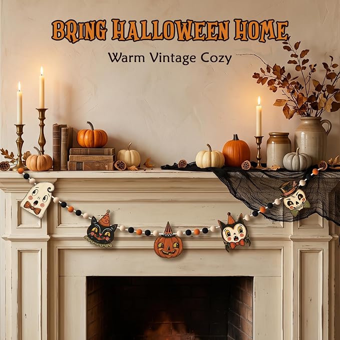 Halloween Ghost Garland Wooden Halloween Banner Outdoor Indoor - Image 4
