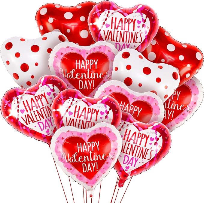 KatchOn White & Pink Heart Shaped Foil Balloons 18 Inch, Valentines Day by KatchOn
