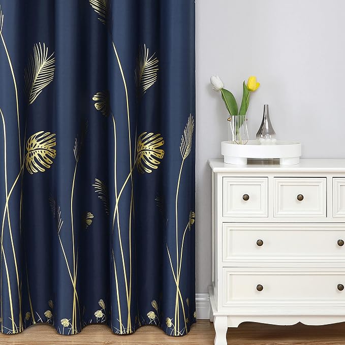 Navy Blue Blackout Curtains for Living Room 90 Inch Length 2 Panels Set - Image 2