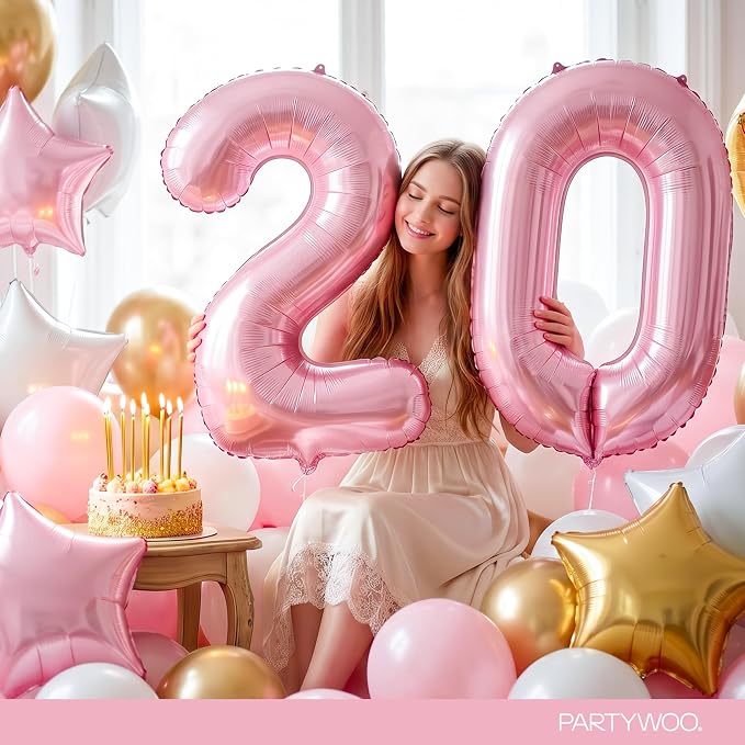 PartyWoo Number Balloons 40 Inch Pink Number 2 Kit 25pcs - Image 8
