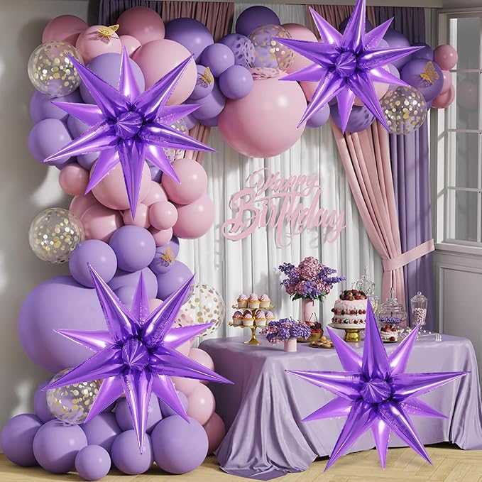 72 Pcs Star Balloons Foil Explosion Balloons Magic 12 Point Star Cone Balloon - Image 4