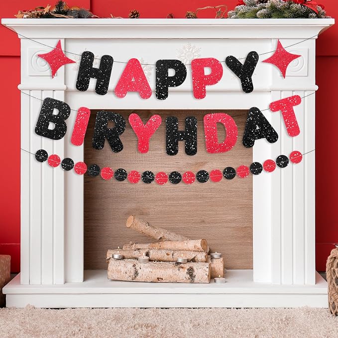 Black and Red Birthday Decorations, Windows Living Room Decor | Happy Birthday - Image 6