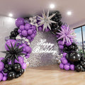 Purple and Black Balloon Arch Kit, 22 18 12 10 5 Inch Different Size Balloons by ADOINBY