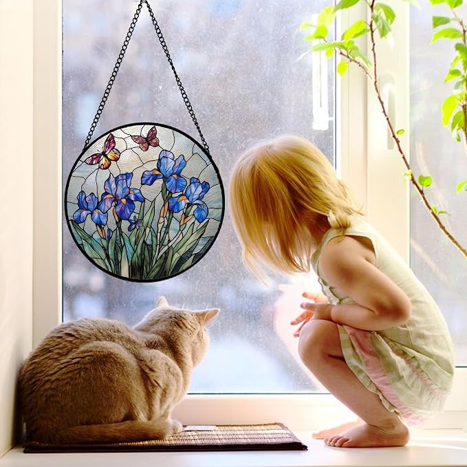 DASTOLL Stained Glass Window Hanging, and Mom 15x15 in - Image 2