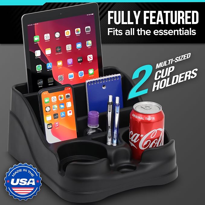 Small Center Console for Cars, Vehicle Organizer, Cup Holders, Recycled Plastic - Image 3