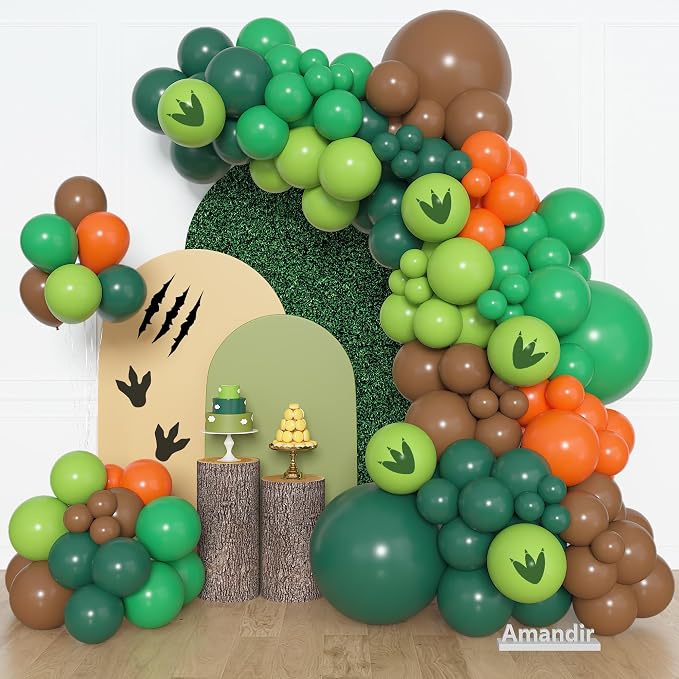Amandir 153pcs Dinosaur Balloons Arch Garland Kit Different Sizes | 18 12 10 5 by Amandir