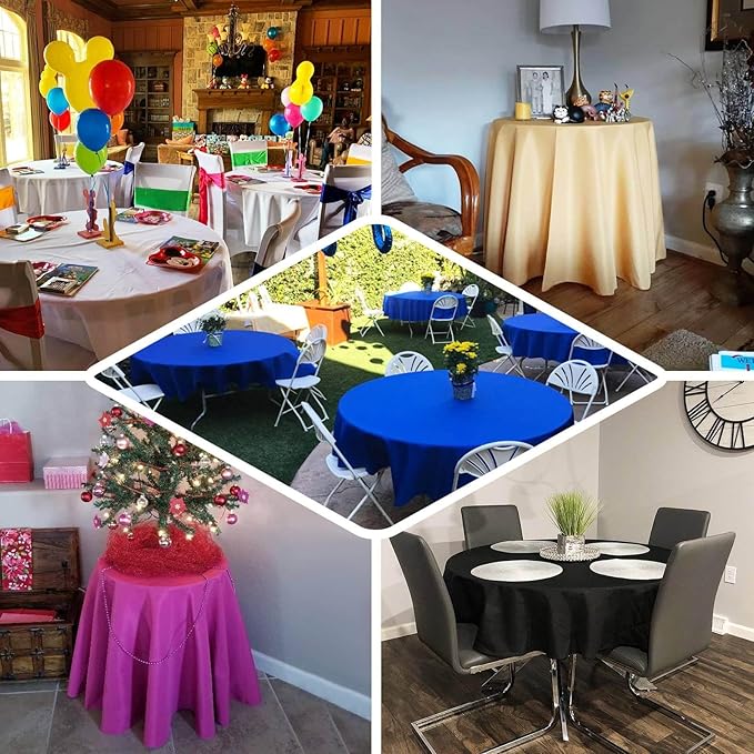 Efavormart Round Tablecloth, 70 Inch Stain & Wrinkle Resistant Washable Table Cloth, Decorative Polyester Fabric Table Cover for Banquet, Wedding, Dining- Black