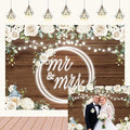 Mr and Mrs Wedding Backdrop Banner Decorations 7x5Ft | Rose Floral Wooden by Retyshiaphoto
