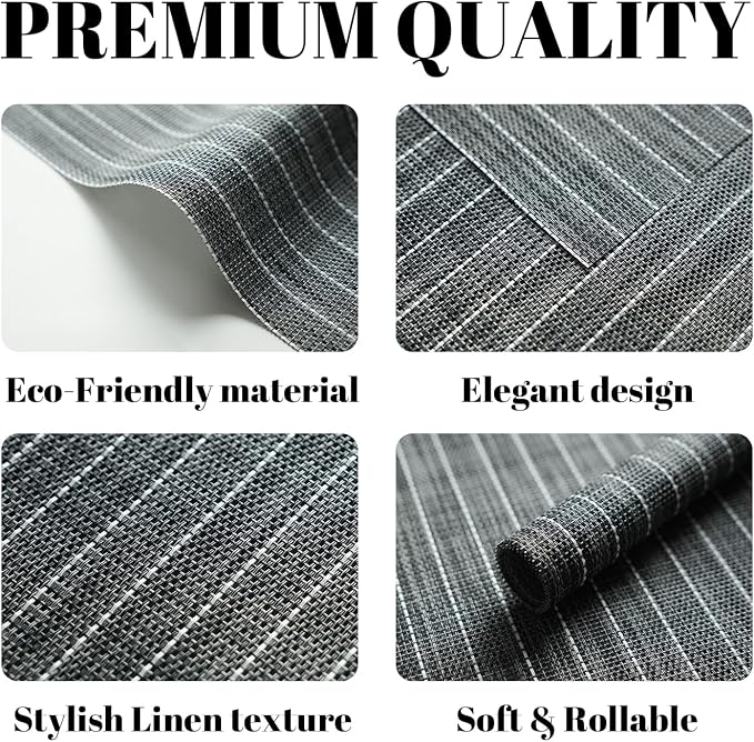 Placemats Set of 8 Vinyl/Plastic Woven Place Mats - Image 2