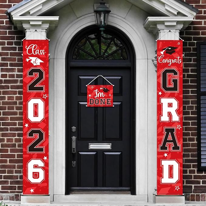Moukeren 3 Pieces 2026 Graduation Party Decorations Graduation Porch Sign Class by Moukeren