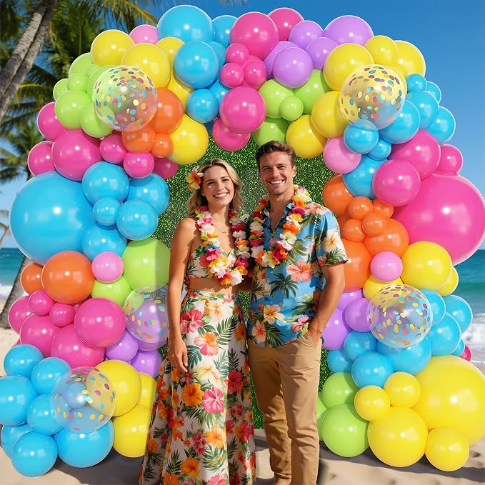 157Pcs Tropical Summer Balloons Arch Garland Kit Different Size | Hot Pink Blue - Image 4
