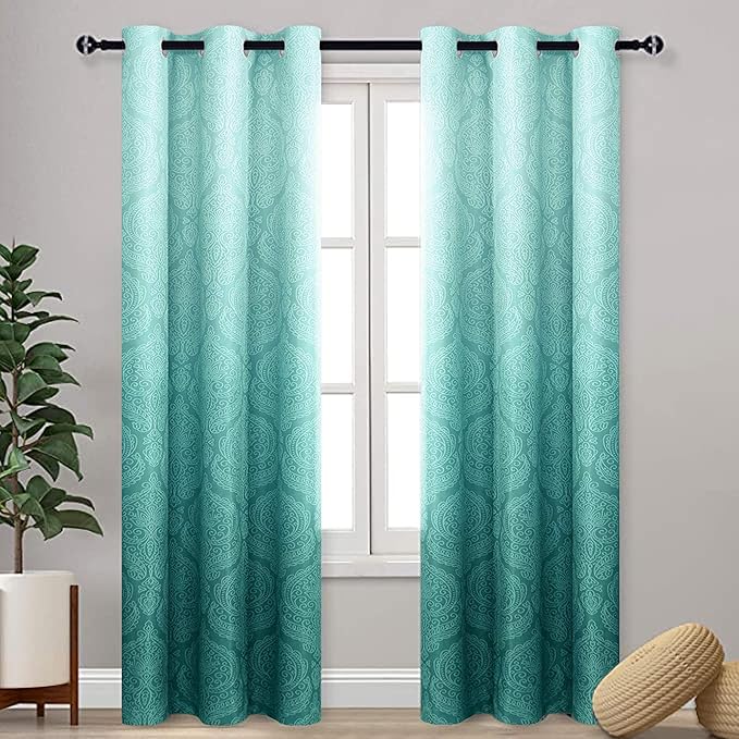 DWCN Teal Ombre Blackout Curtains by DWCN