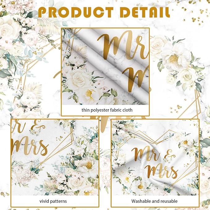 AIBIIN 10x7ft Mr and Mrs Floral Backdrop - Image 6