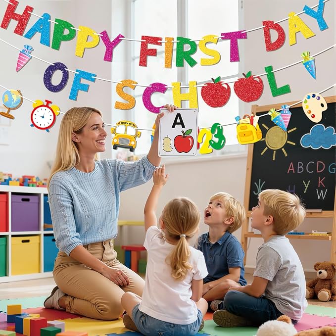 Happy First Day of School Banner, Back To School Decorations - Image 2