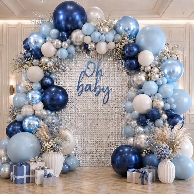 Navy Blue Silver Balloons, 50 Packs 12 Inch Dark Pearl Blue Metallic Light Blue - Image 5