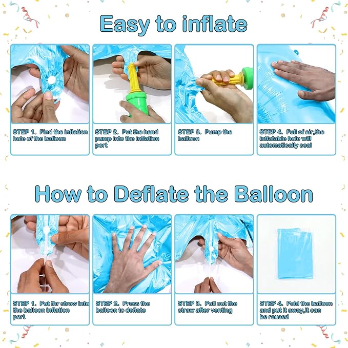 40 Inch Light Blue Number Balloons, Helium Mylar Foil - Image 4