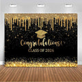 Mocsicka 10x7ft Graduation Backdrop 2026 Black and Gold Graduation Decorations by Mocsicka