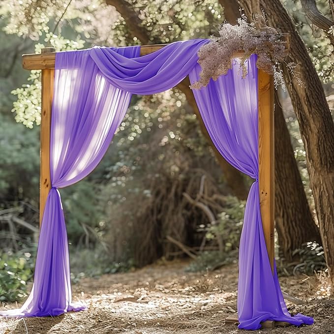 Wokceer Wedding Arch Draping 2 Panels 28.7" x 20FT Lavender Purple Sheer Fabric Backdrop for Ceremony, Birthday Party, Bridal Shower Decoration