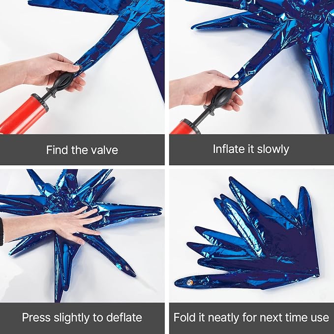 PartyWoo Metallic Blue Star Spike Navy Balloons 110pcs Different Sizes | 18 12 - Image 6