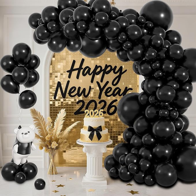 164Pcs Black Balloons Garland Arch Kit Different Sizes | 18 12 10 5 inch Matte - Image 4